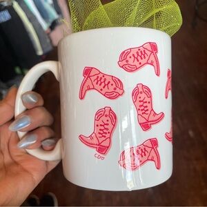 White Mug with Red Cowboy Boot Design